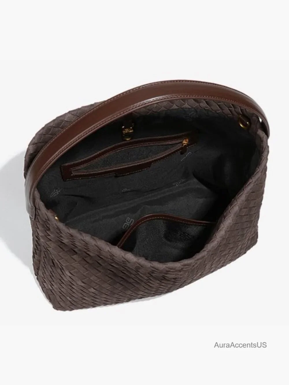 Woven Faux Suede Hobo Shoulder Bag Tote Satchel - Picture 5 of 5